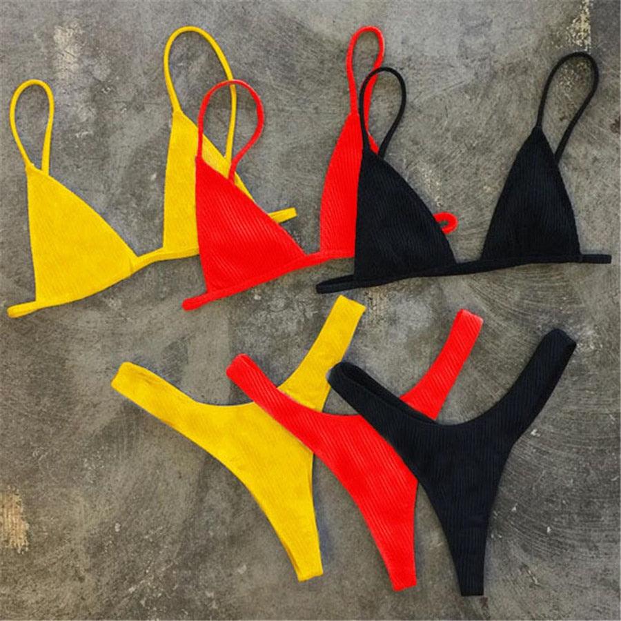 High Cut Micro String Bikini – Black & White Swimsuit