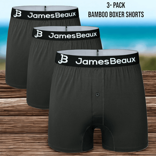 3-Pack Men's Black 95% Bamboo Boxer Shorts
