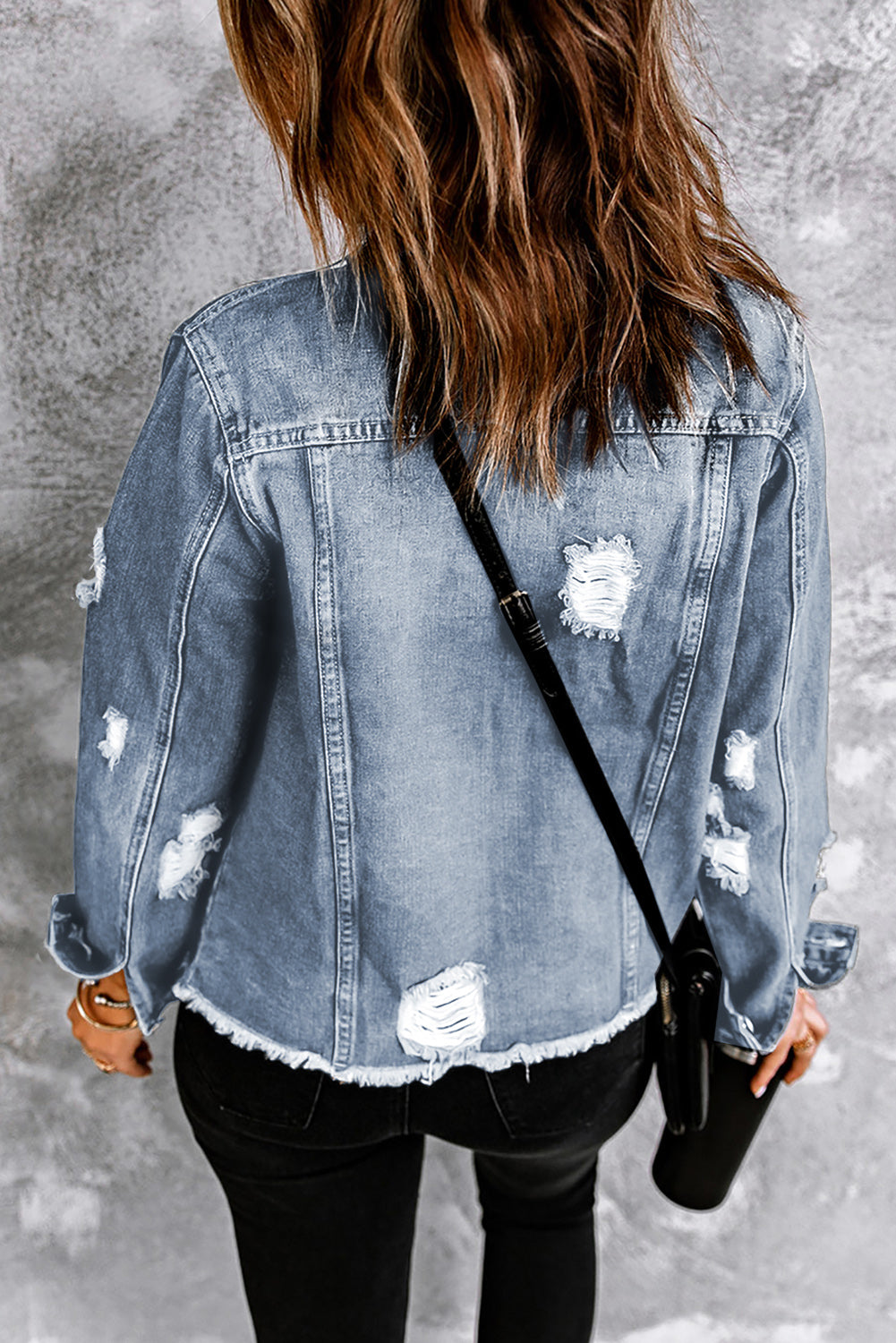 Sofibelle Distressed Raw Hem Jacket