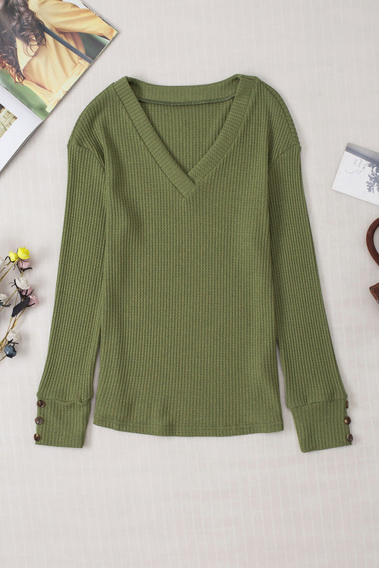 Anahi Textured Knit Cuffs Long Sleeve Top