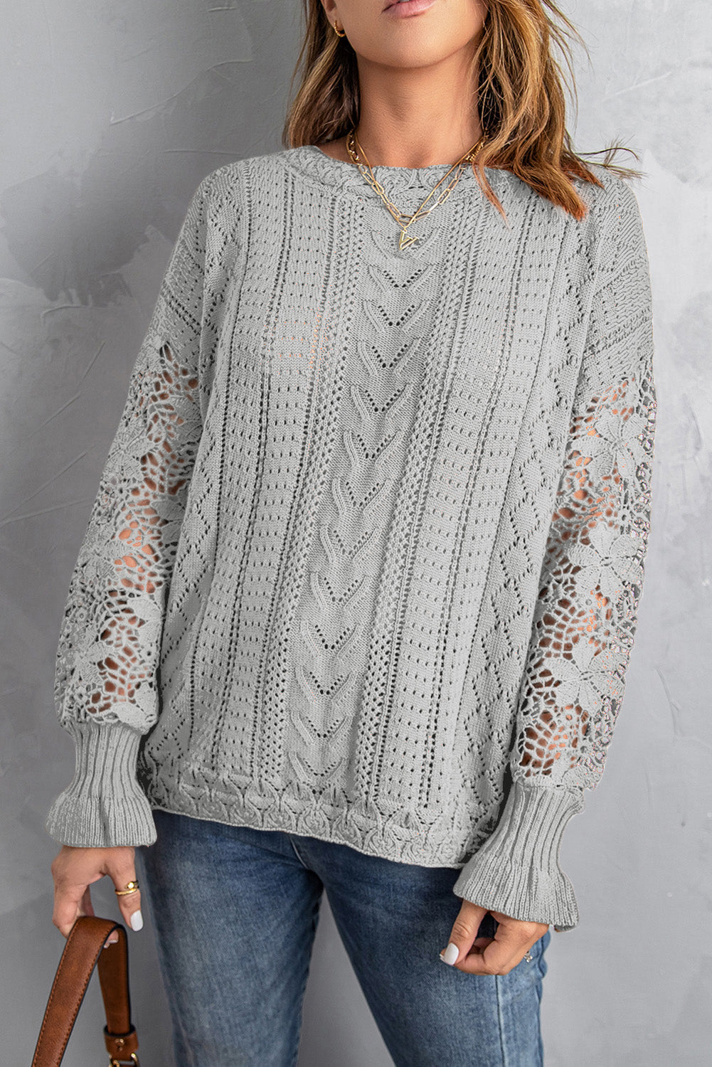 Scarlett Lace Pointelle Knit Sweater