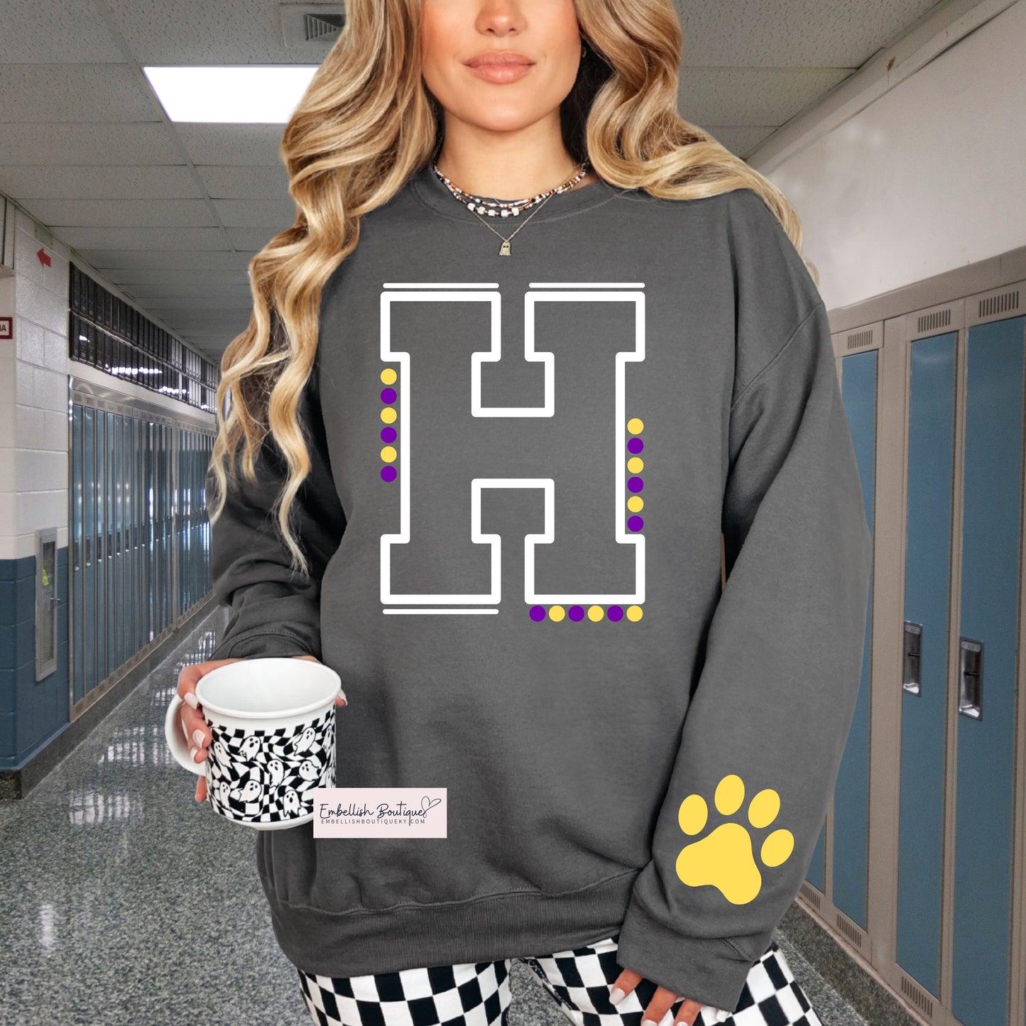 CUSTOM - Initial & School/Team Name Sweatshirt