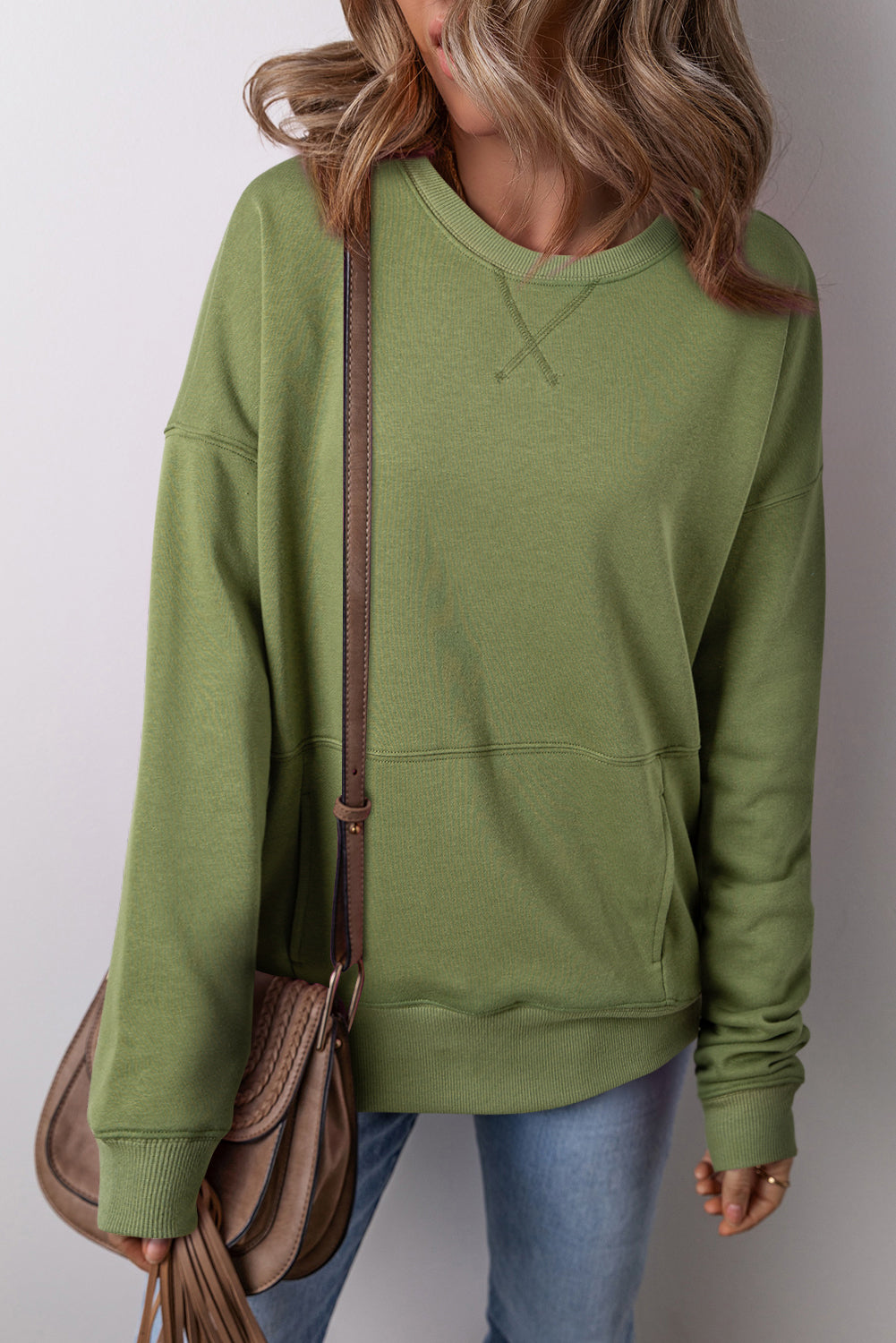 Ainsley Crisscross Stitching Loose Sweatshirt