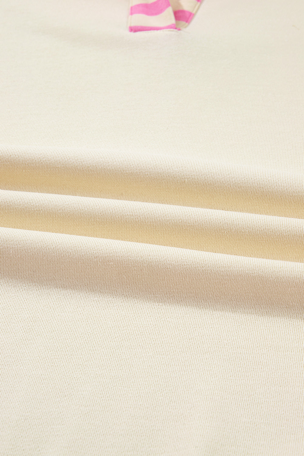 Pink Stripe Contrast Polo Collar Drop Shoulder Patchwork Plus Size Pullover