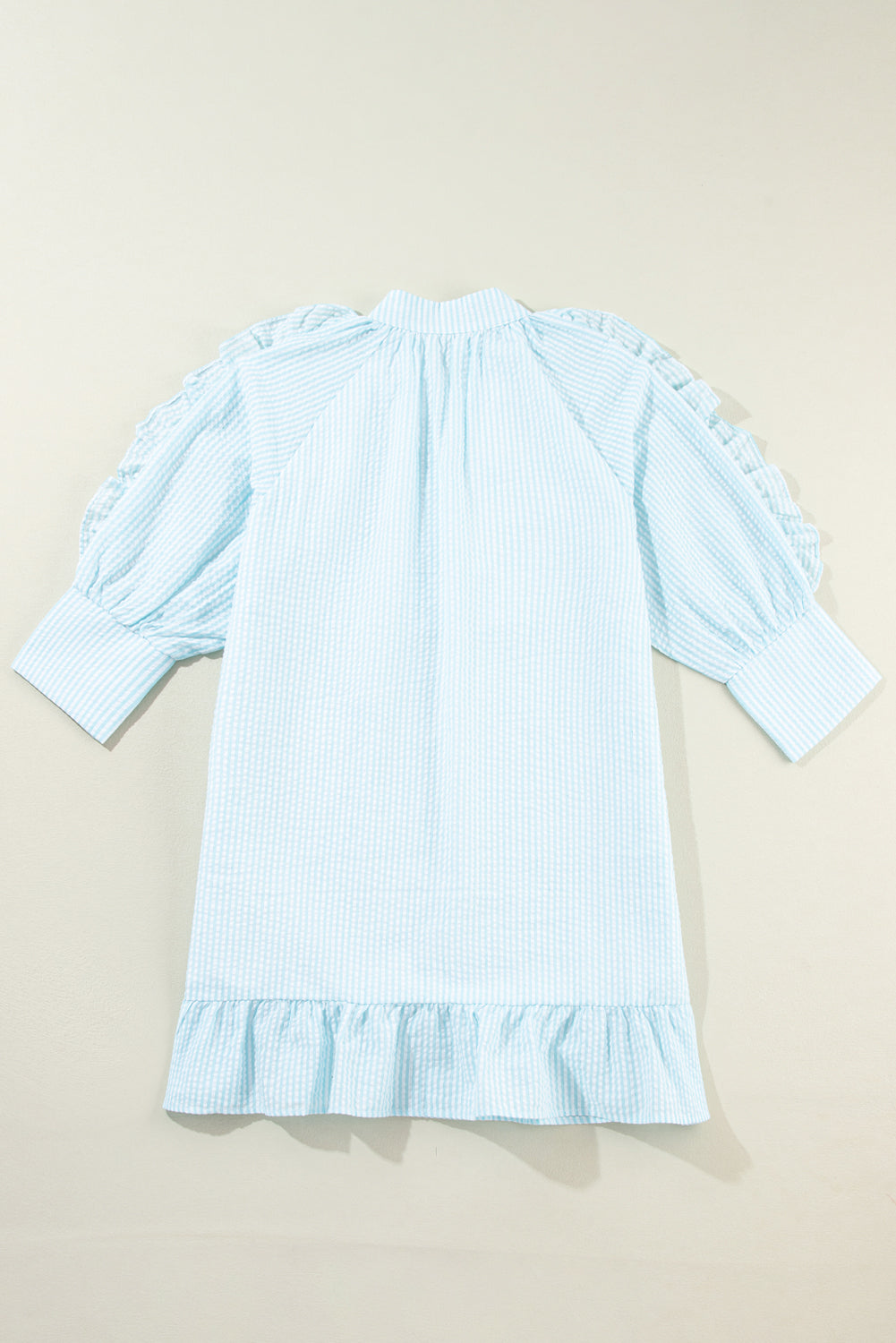 Gracie Seersucker Ruffled Puff Sleeve Mini Dress