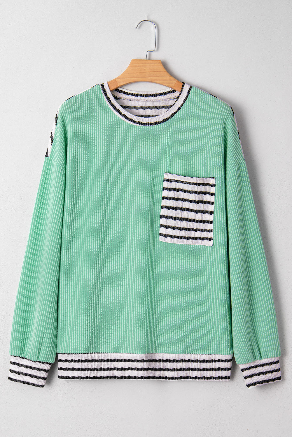 Claire Contrast Striped Patchwork Long Sleeve Top