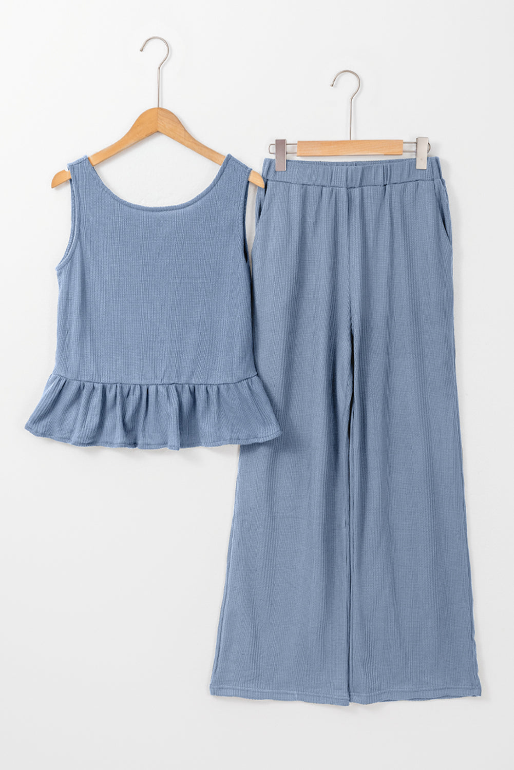 Teresa Ribbed Ruffle Tank Top and Pants Set