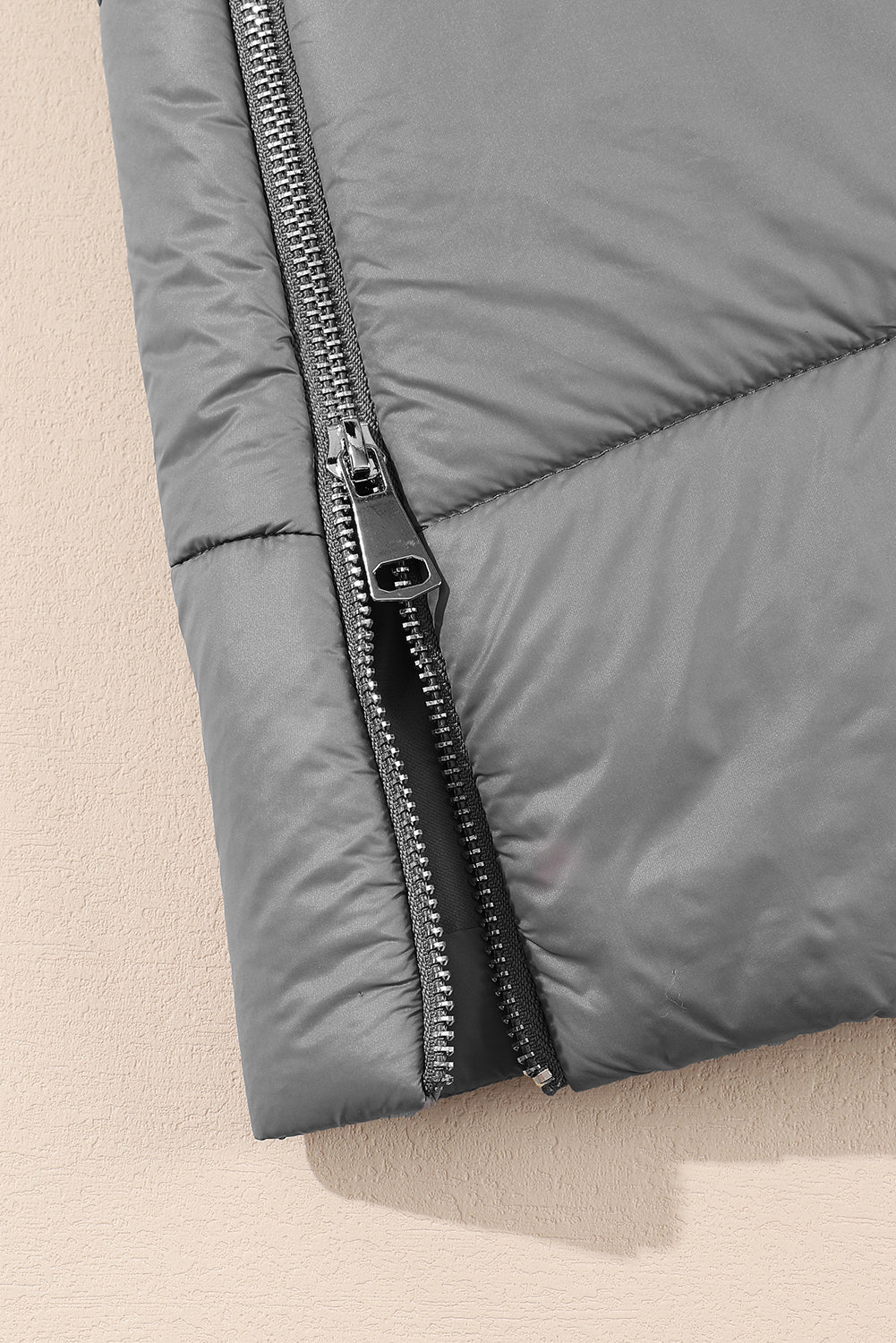 Black Hooded Long Quilted Vest PLUS Coat