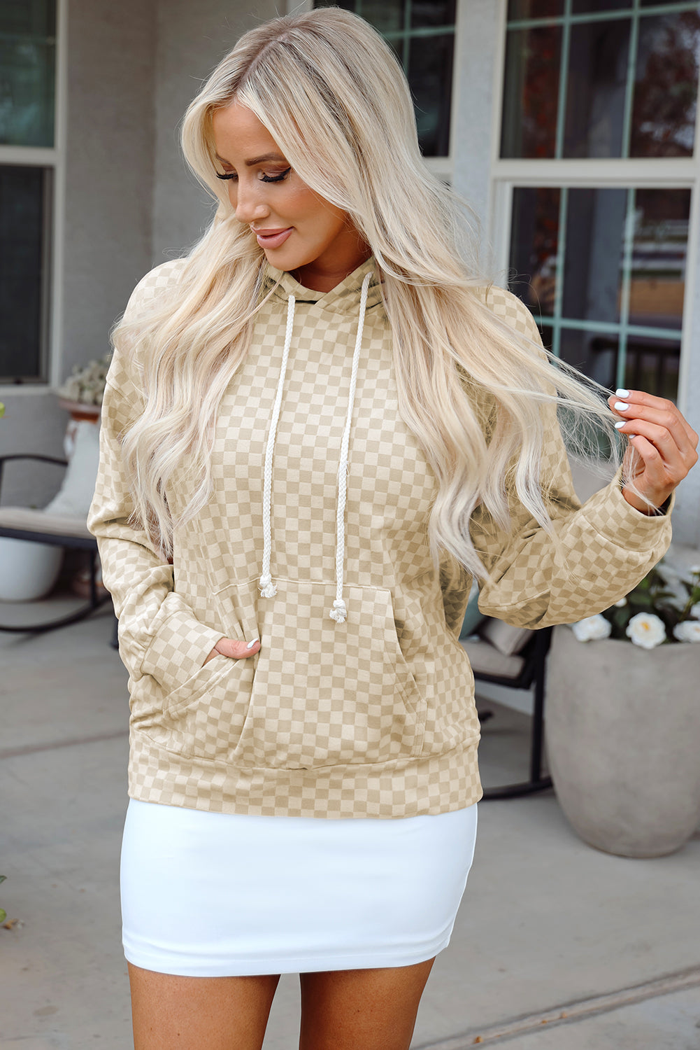 Harper Print Kangaroo Drawstring Hoodie