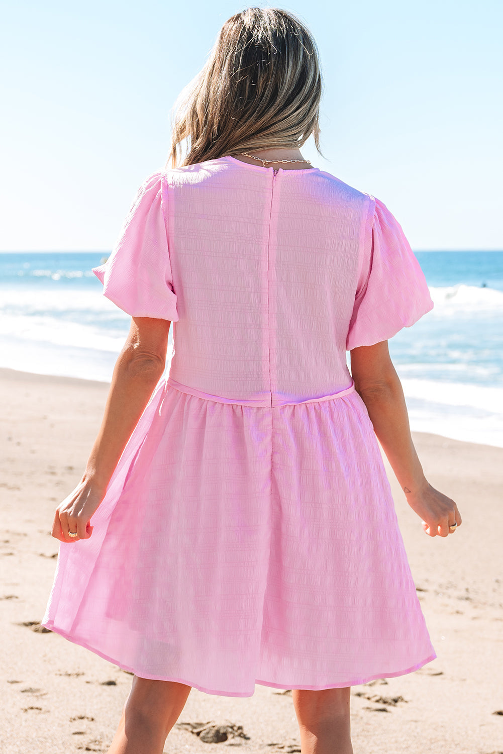 Winona Bubble Sleeve High Waist Mini Dress