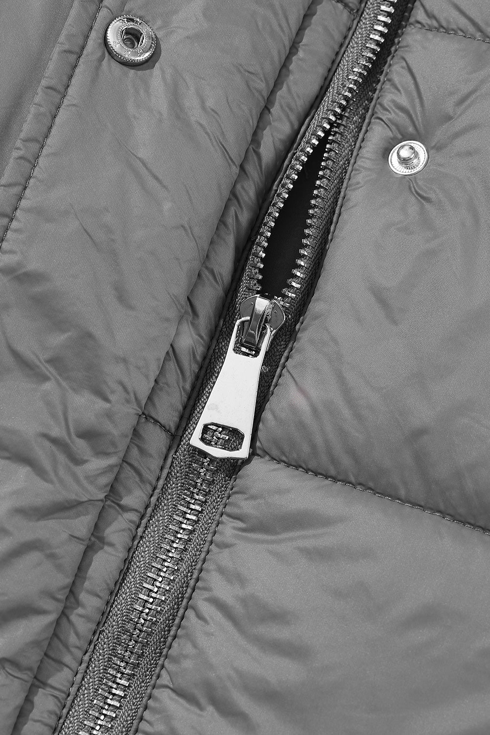 Black Hooded Long Quilted Vest PLUS Coat