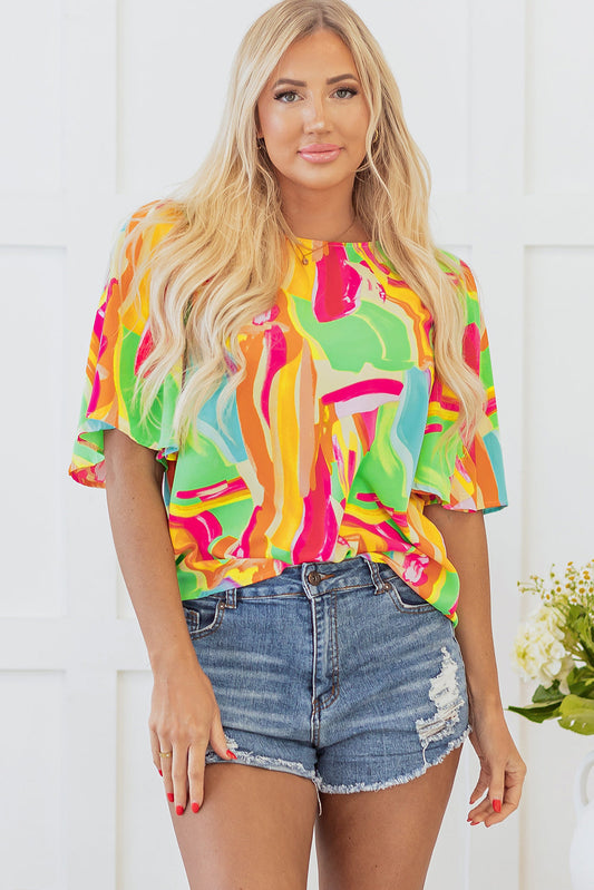 Angel Abstract Half Sleeve Blouse