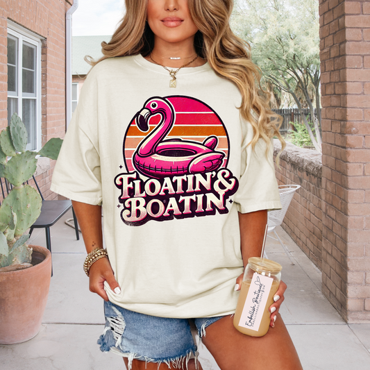 Floatin' and Boatin' - short sleeve tee in White or Natural