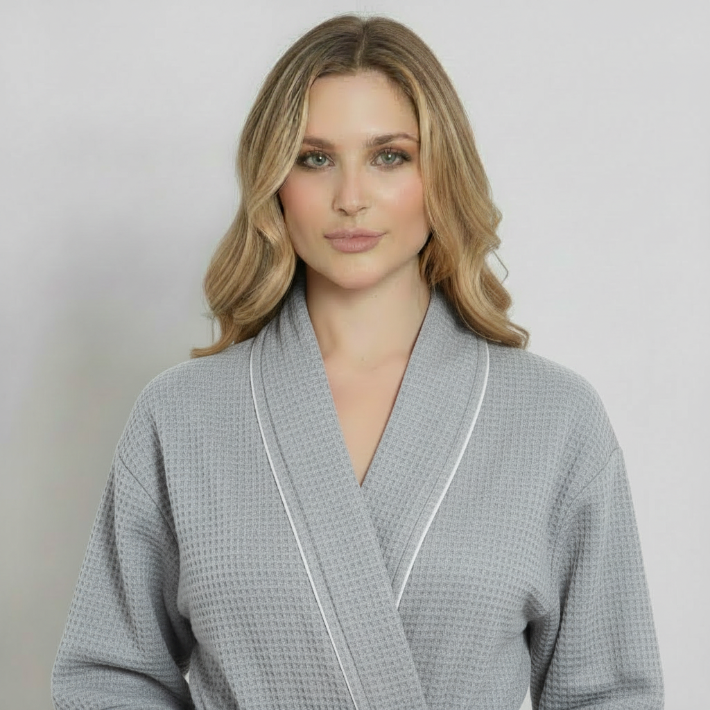 Knee-Length Waffle Robe for Women