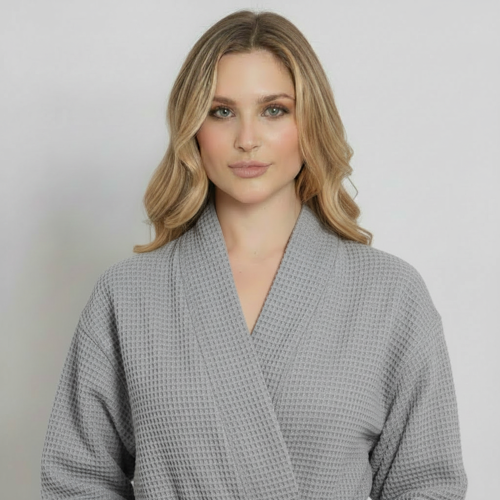 Knee-Length Waffle Robe for Women