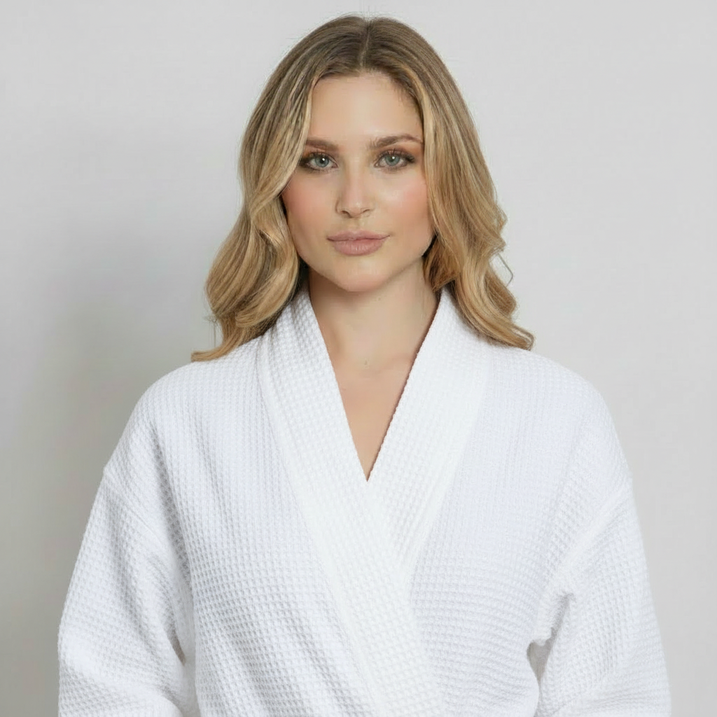 Knee-Length Waffle Robe for Women