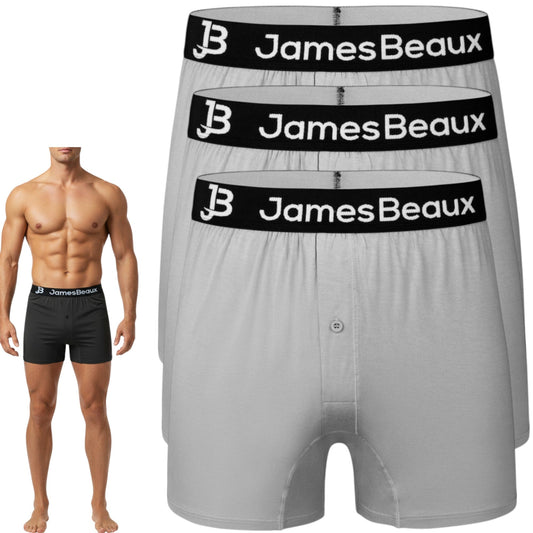 3-Pack Men's Heather Gray 95% Bamboo Boxer Shorts