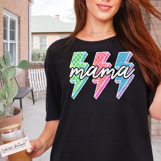 MAMA - Neon Bolt - black tee shirt