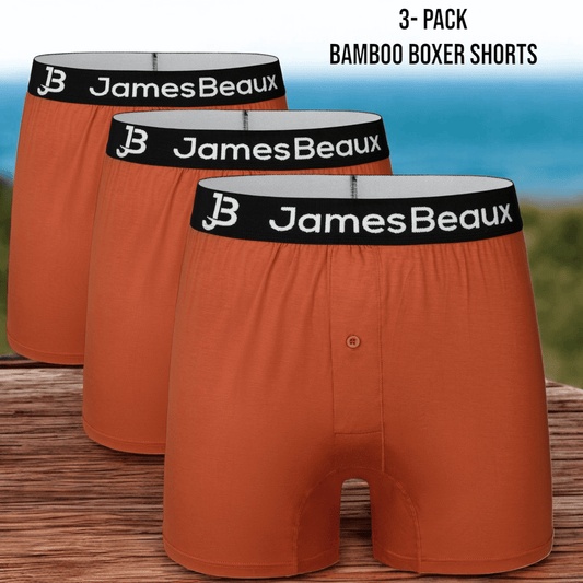 3-Pack Men's Orange 95% Bamboo Boxer Shorts