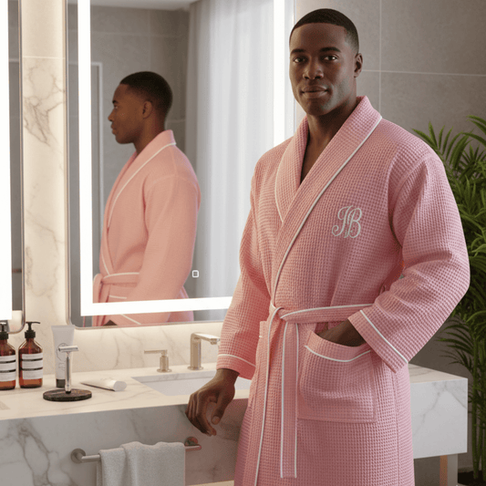 Premium Waffle Piping Robe for Men