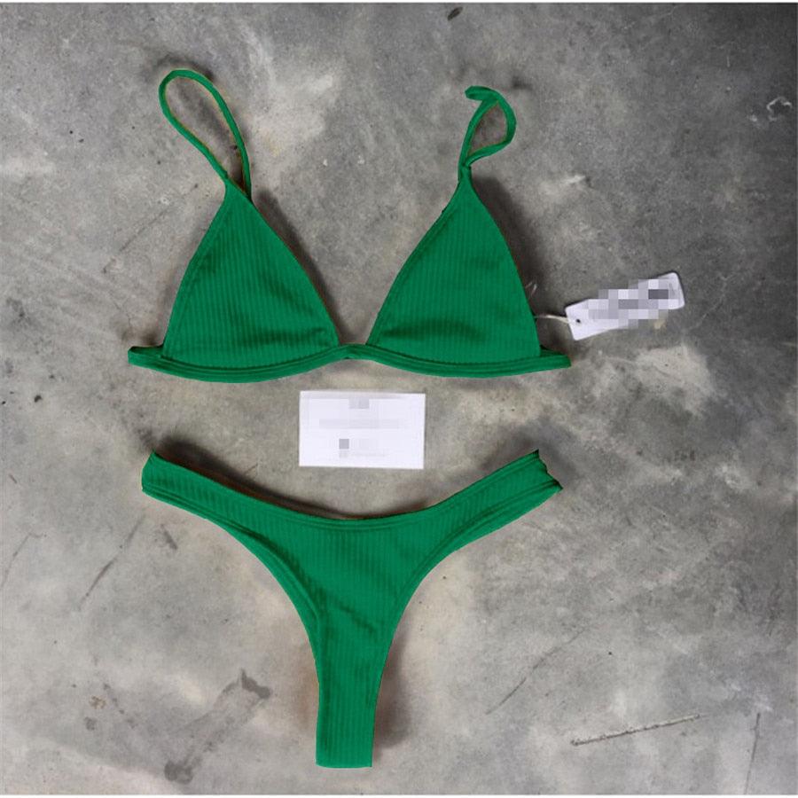 High Cut Micro String Bikini – Black & White Swimsuit