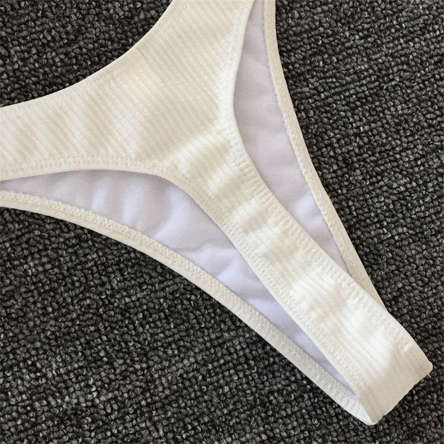 High Cut Micro String Bikini – Black & White Swimsuit