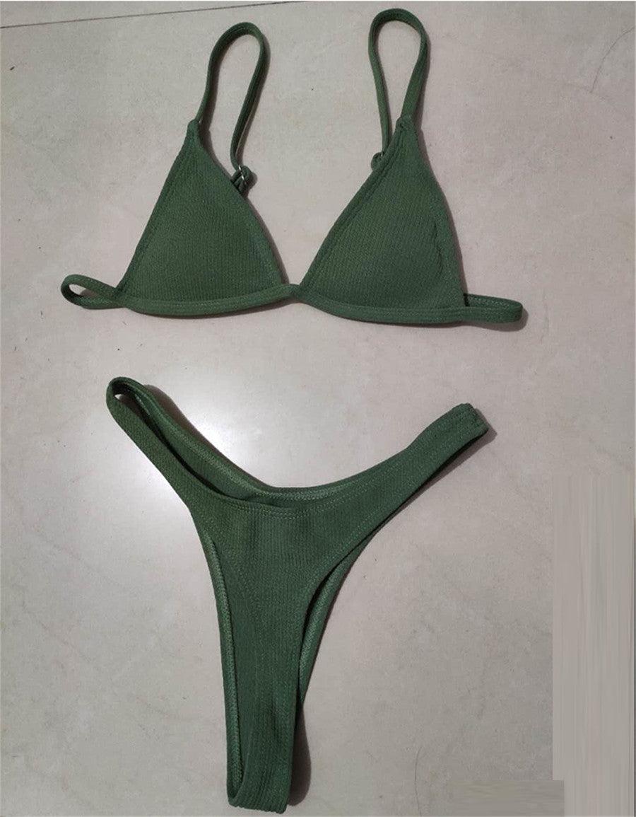 High Cut Micro String Bikini – Black & White Swimsuit