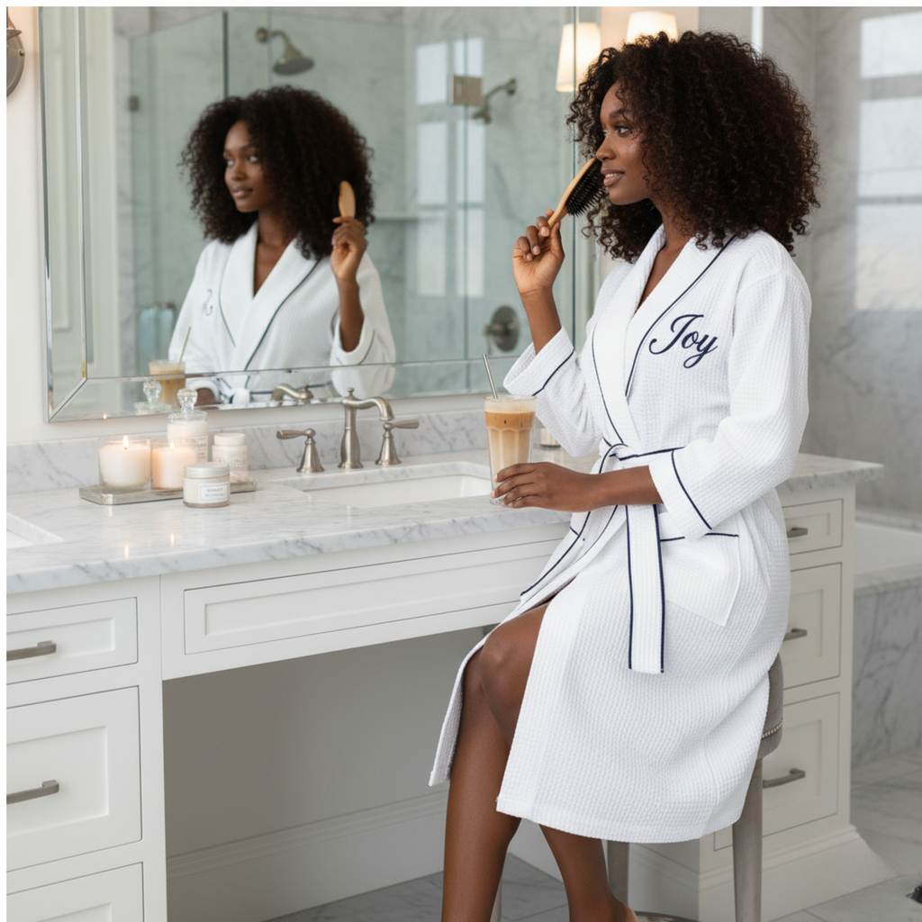 Knee-Length Waffle Robe for Women