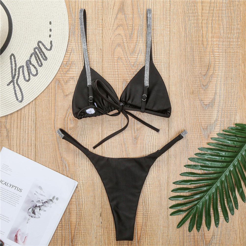 Solid Black Micro G-String Bikini – Women's Swimwear
