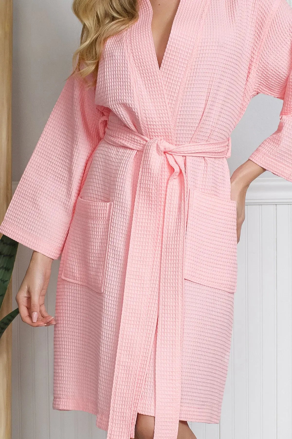 Knee-Length Waffle Robe for Women