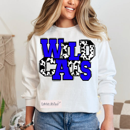 Wildcats - Wild Print White Tee, Sweatshirt or Hoodie