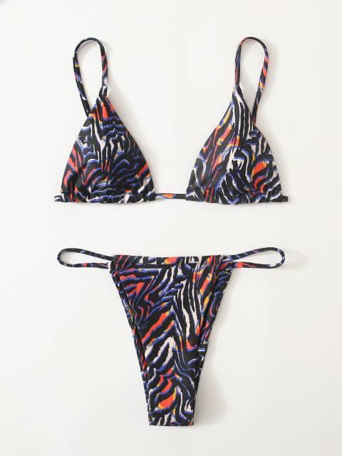 Zebra Print Push-Up Bikini – Ruffle Tie-Side Swimsuit