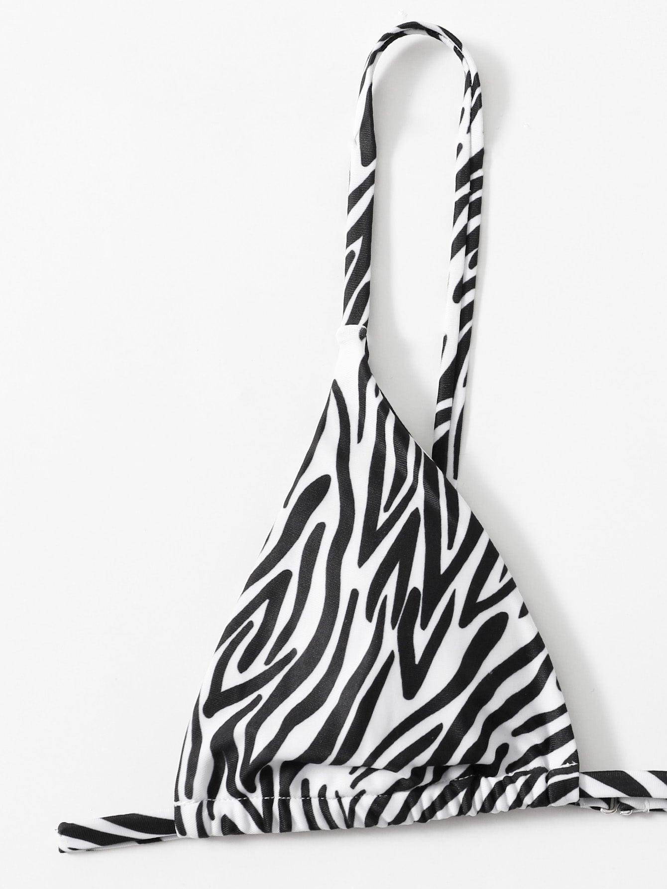 Zebra Print Push-Up Bikini – Ruffle Tie-Side Swimsuit