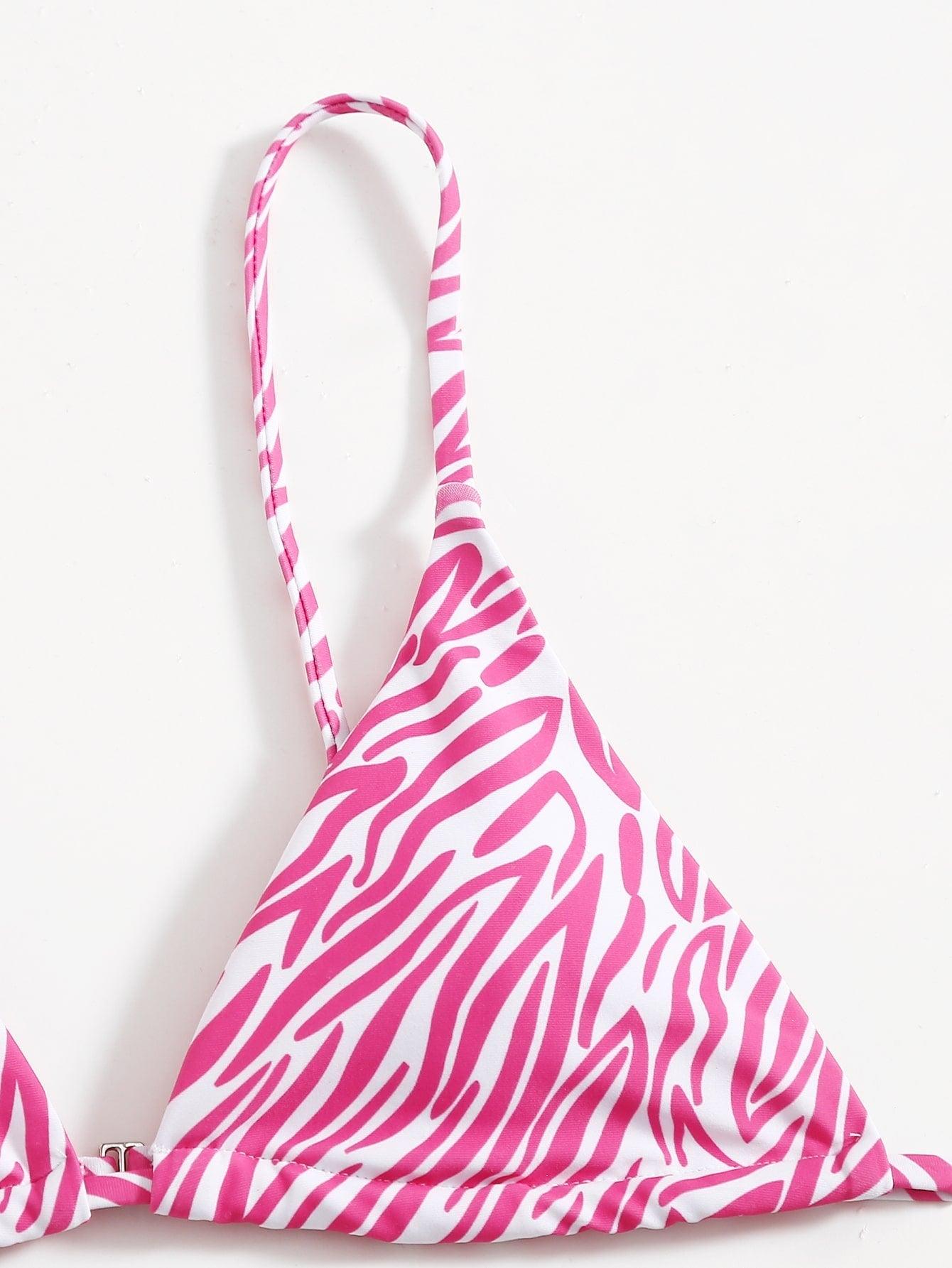 Zebra Print Push-Up Bikini – Ruffle Tie-Side Swimsuit