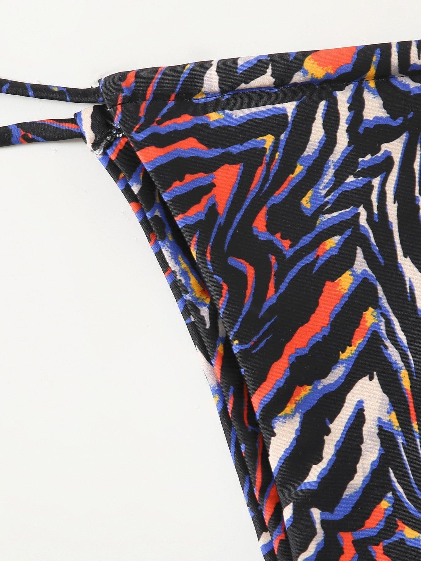 Zebra Print Push-Up Bikini – Ruffle Tie-Side Swimsuit