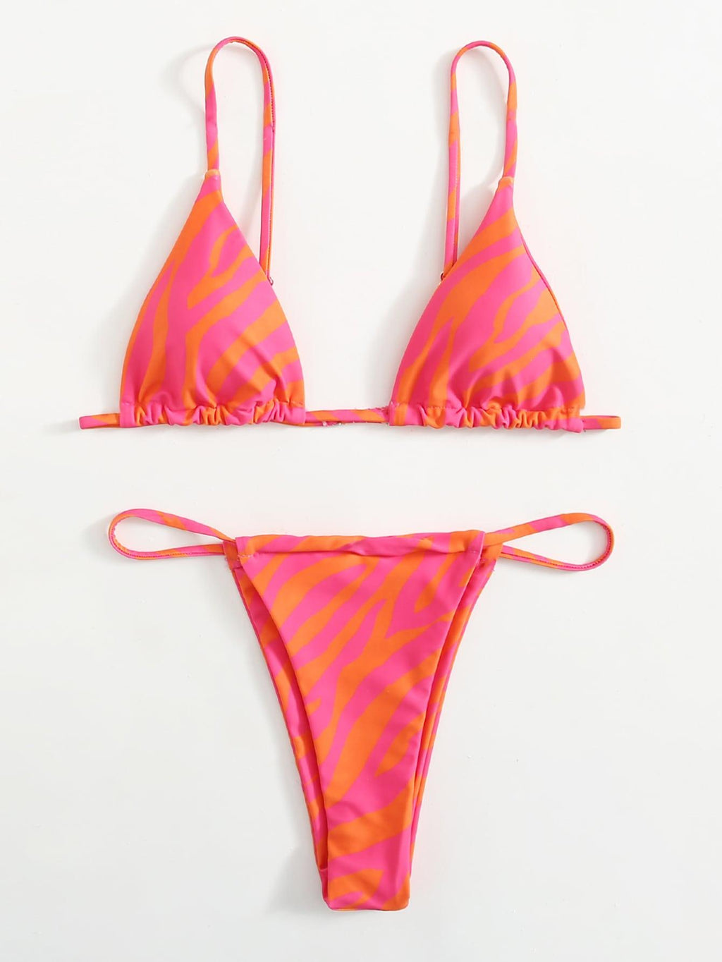 Zebra Print Push-Up Bikini – Ruffle Tie-Side Swimsuit