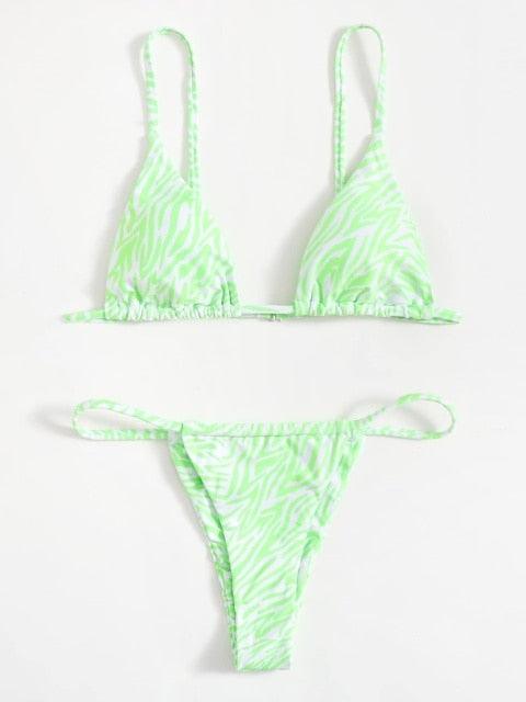 Zebra Print Push-Up Bikini – Ruffle Tie-Side Swimsuit