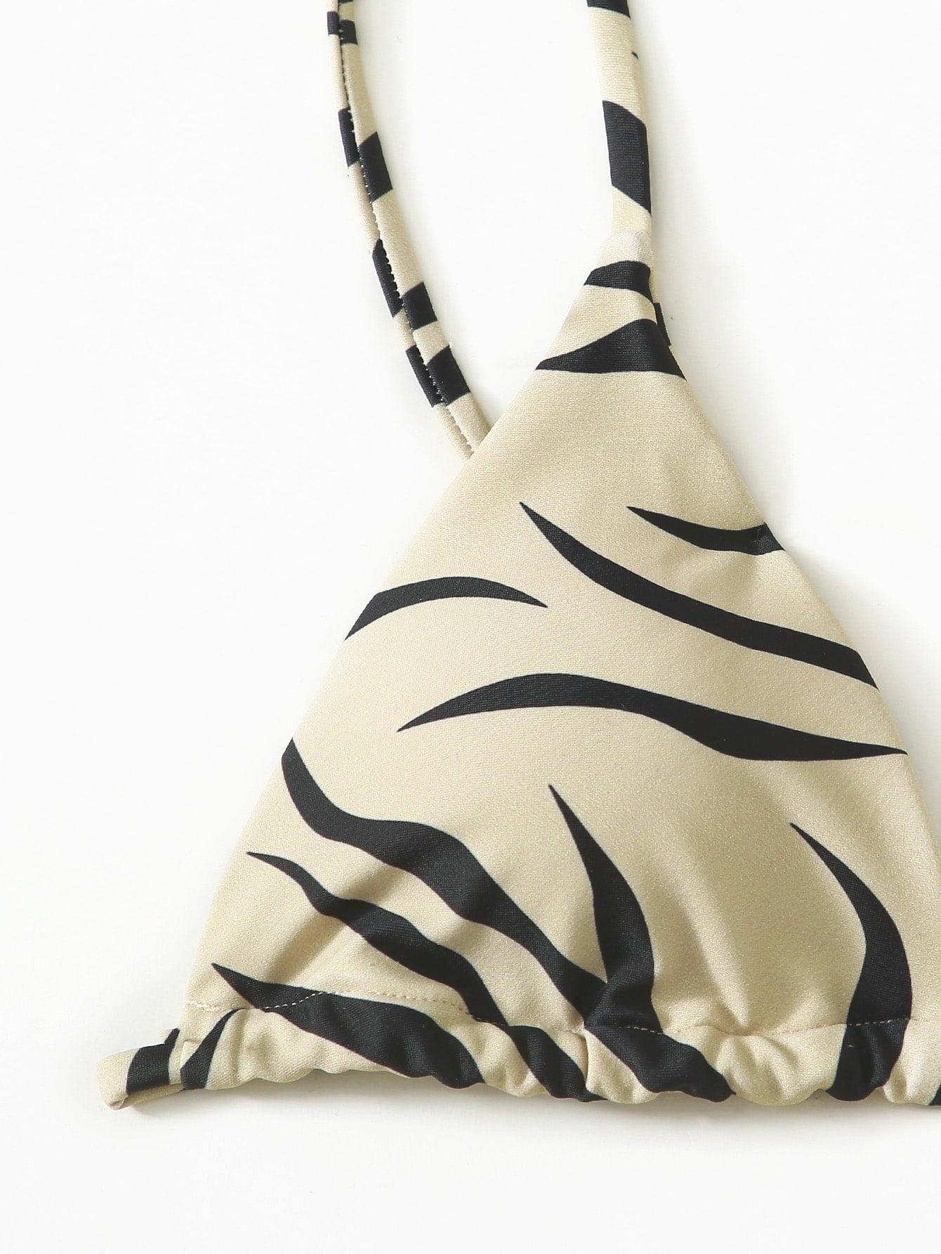 Zebra Print Push-Up Bikini – Ruffle Tie-Side Swimsuit