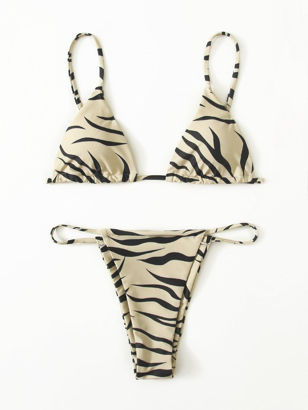 Zebra Print Push-Up Bikini – Ruffle Tie-Side Swimsuit