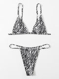 Zebra Print Push-Up Bikini – Ruffle Tie-Side Swimsuit