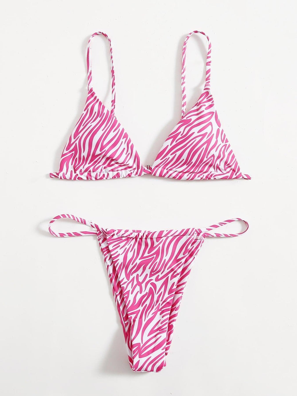 Zebra Print Push-Up Bikini – Ruffle Tie-Side Swimsuit